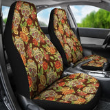 2 Pcs Sugar Skull Floral Car Seat Covers 101819 - YourCarButBetter