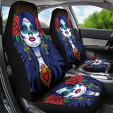 2 Pcs Sugar Skull Girl Car Seat Covers 101819 - YourCarButBetter