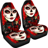 2 Pcs Sugar Skull Girl Car Seat Covers 101819 - YourCarButBetter