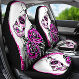 2 Pcs Sugar Skull Girl Skull Car Seat Covers 101819 - YourCarButBetter