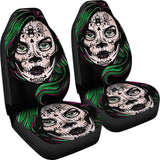 2 Pcs Sugar Skull Girl Car Seat Covers 101819 - YourCarButBetter