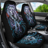 2 Pcs Sugar Skull Girl Car Seat Covers 101819 - YourCarButBetter