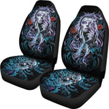 2 Pcs Sugar Skull Girl Car Seat Covers 101819 - YourCarButBetter