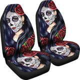 2 Pcs Sugar Skull Girl Car Seat Covers 101819 - YourCarButBetter