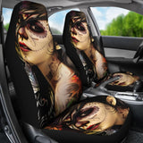 2 Pcs Sugar Skull Girl Car Seat Covers 101819 - YourCarButBetter