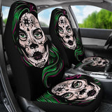 2 Pcs Sugar Skull Girl Car Seat Covers 101819 - YourCarButBetter