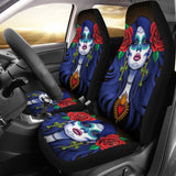 2 Pcs Sugar Skull Girl Car Seat Covers 101819 - YourCarButBetter