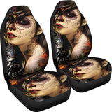 2 Pcs Sugar Skull Girl Car Seat Covers 101819 - YourCarButBetter