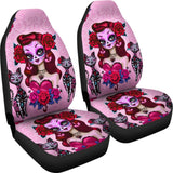 2 Pcs Sugar Skull Girl Day Of The Dead Car Seat Covers 101819 - YourCarButBetter