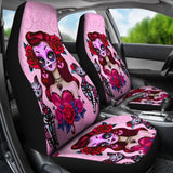 2 Pcs Sugar Skull Girl Day Of The Dead Car Seat Covers 101819 - YourCarButBetter