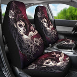 2 Pcs Sugar Skull Girl Seat Covers 101819 - YourCarButBetter