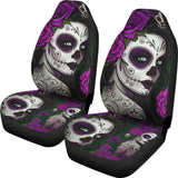 2 Pcs Sugar Skull Girls Car Seat Covers 101819 - YourCarButBetter