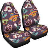 2 Pcs Sugar Skull Seat Covers 101819 - YourCarButBetter