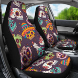 2 Pcs Sugar Skull Seat Covers 101819 - YourCarButBetter