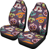 2 Pcs Sugar Skull Seat Covers 101819 - YourCarButBetter