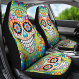 2 Pcs Sugar Skullgothic Skull Car Seat Covers 101819 - YourCarButBetter