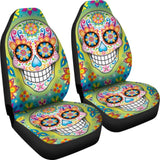 2 Pcs Sugar Skullgothic Skull Car Seat Covers 101819 - YourCarButBetter