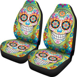 2 Pcs Sugar Skullgothic Skull Car Seat Covers 101819 - YourCarButBetter