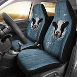 3D Cow Fake Jean-2 Car Seat Covers 144730 - YourCarButBetter