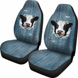 3D Cow Fake Jean-2 Car Seat Covers 144730 - YourCarButBetter