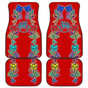 4 Generations Floral With Bearpaw Red Car Floor Mats 094209 - YourCarButBetter