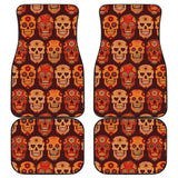 4 Pcs Floral Sugar Skull Car Mats 101819 - YourCarButBetter