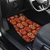 4 Pcs Floral Sugar Skull Car Mats 101819 - YourCarButBetter