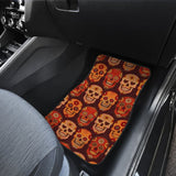 4 Pcs Floral Sugar Skull Car Mats 101819 - YourCarButBetter