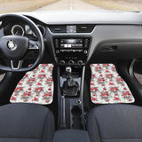 4 Pcs Floral Sugar Skull Car Mats 101819 - YourCarButBetter