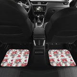 4 Pcs Floral Sugar Skull Car Mats 101819 - YourCarButBetter