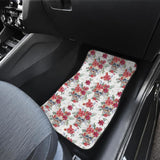 4 Pcs Floral Sugar Skull Car Mats 101819 - YourCarButBetter