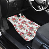 4 Pcs Floral Sugar Skull Car Mats 101819 - YourCarButBetter