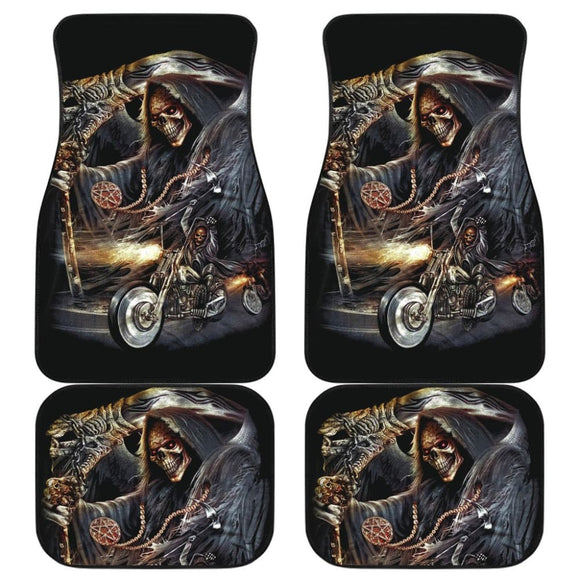 4 Pcs Grim Reaper Awesome Skull Car Mats 101819 - YourCarButBetter