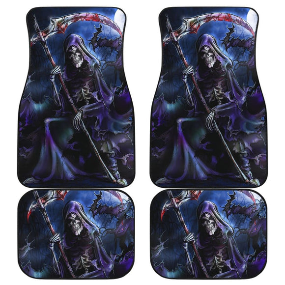 4 Pcs Grim Reaper Skull Car Mats 101819 - YourCarButBetter