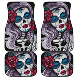 4 Pcs Sugar Skull Car Mats 101819 - YourCarButBetter