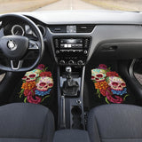 4 Pcs Sugar Skull Rose Floral Car Mats 101819 - YourCarButBetter