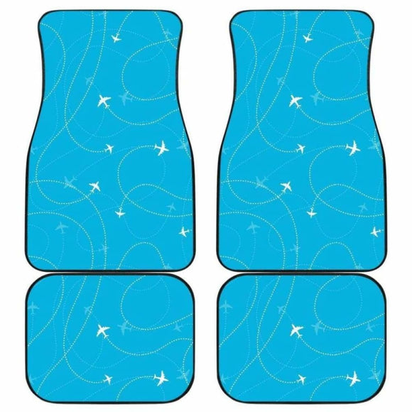 Airplane Destinations Blue Background Front And Back Car Mats 194013 - YourCarButBetter