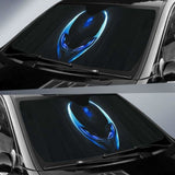 Alien Face In Black Theme Car Auto Sunshades 085424 - YourCarButBetter