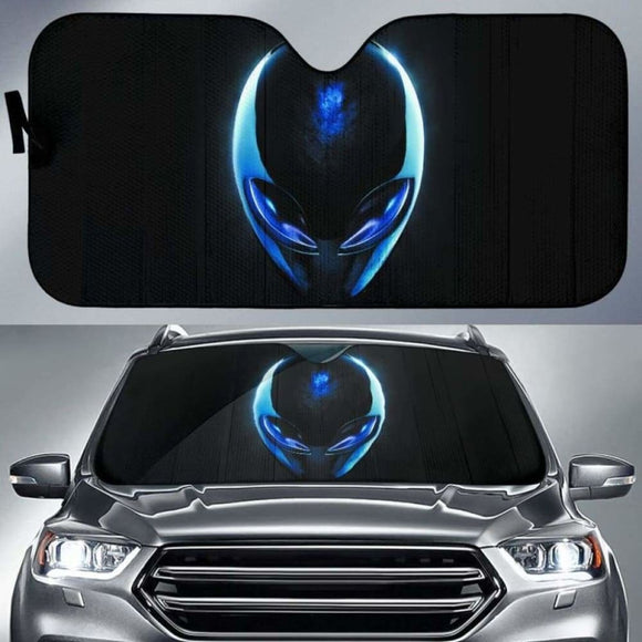 Alien Face In Black Theme Car Auto Sunshades 085424 - YourCarButBetter