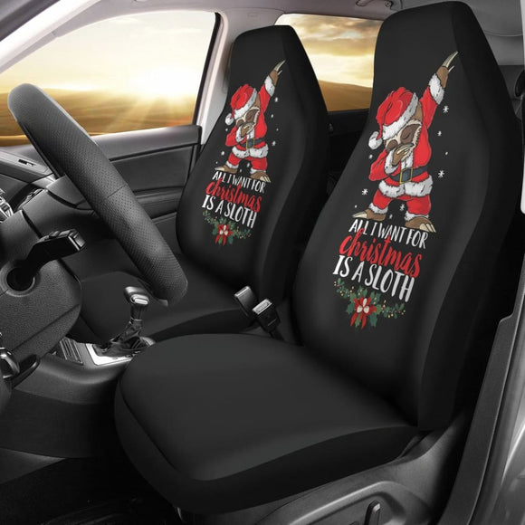 All I Want For Christmas Is A Sloth Car Seat Covers 212109 - YourCarButBetter