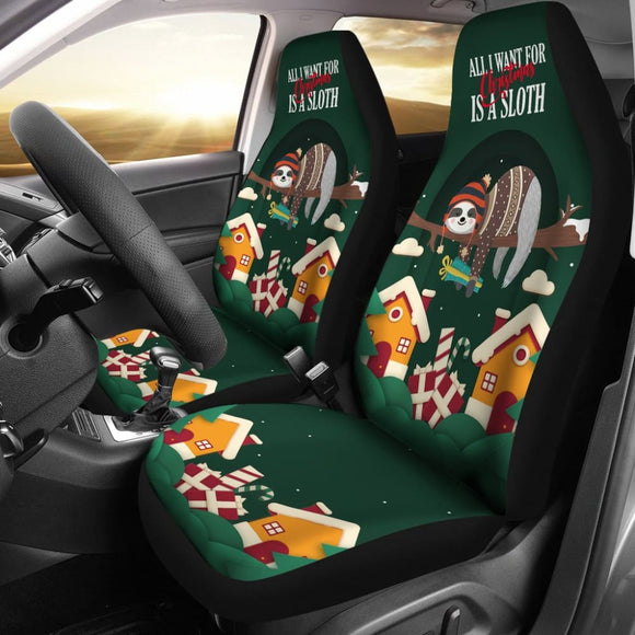 All I Want for Christmas Is A Sloth Car Seat Covers Merry Xmas 212109 - YourCarButBetter