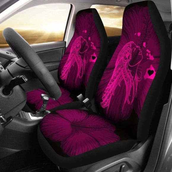 Alohawaii Car Seat Covers - Hawaii Hula Girl Hibiscus Map Pink - 232125 - YourCarButBetter