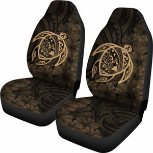 Alohawaii Car Seat Covers - Hawaii Turtle Map Hibiscus Poly Gold - New Awesome 091114 - YourCarButBetter