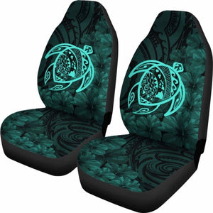 Alohawaii Car Seat Covers - Hawaii Turtle Map Hibiscus Poly Turquoise - New Awesome 091114 - YourCarButBetter