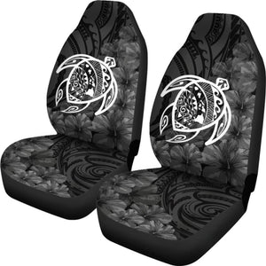 Alohawaii Car Seat Covers - Hawaii Turtle Map Hibiscus Poly White - New Awesome 091114 - YourCarButBetter