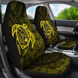 Alohawaii Car Seat Covers - Hawaii Turtle Map Hibiscus Poly Yellow - New Awesome 091114 - YourCarButBetter