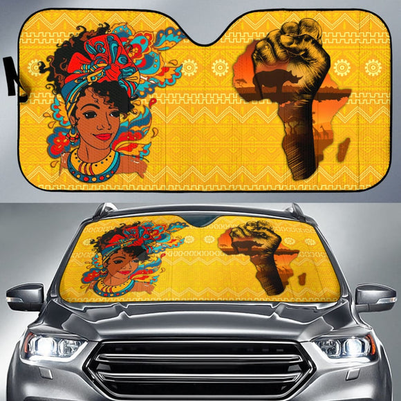 Amazing African Gift Ideas Black Women Power And Africa Map Car Auto Sun Shades 210901 - YourCarButBetter