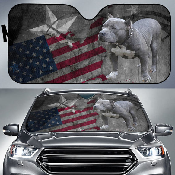 Amazing American Flag Pit Bull Car Auto Sun Shades 210201 - YourCarButBetter