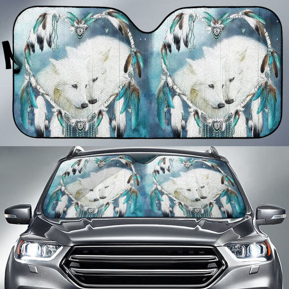 Amazing And Lovely Wolf Dreamcatcher Car Auto Sun Shades 212503 - YourCarButBetter