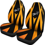 Amazing Black Orange Horse Mustang Custom Metallic Style Printed Car Seat Covers 211407 - YourCarButBetter